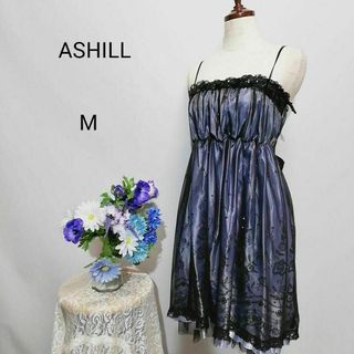 アシール　極上美品　ドレス　ワンピース　パーティー　パープル色系　М(ナイトドレス)