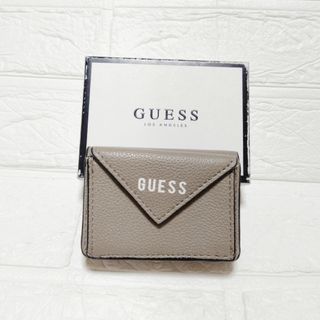 ゲス(GUESS)の未使用　GUESS　財布　三つ折り　ミニウォレット　ロゴ　レザー　箱付き(財布)