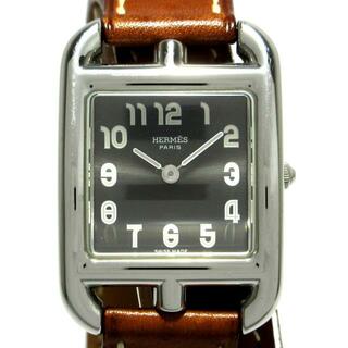 Hermes - HERMES(エルメス) 腕時計 ケープコッド ドゥブルトゥール CC1.210 レディース 二重巻き革ベルト/□E 黒
