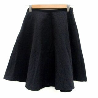 Demi-Luxe BEAMS フレアスカート ひざ丈  レオパード柄 38 紺