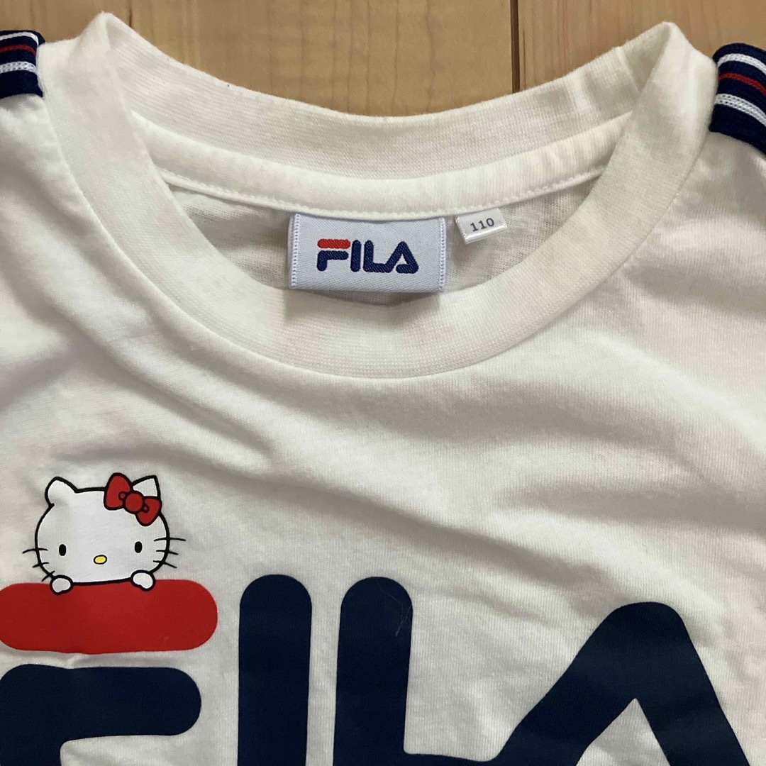 ハローキティ(ハローキティ)の【サイズ110】FILA×ハローキティ　Tシャツワンピース キッズ/ベビー/マタニティのキッズ服女の子用(90cm~)(Tシャツ/カットソー)の商品写真