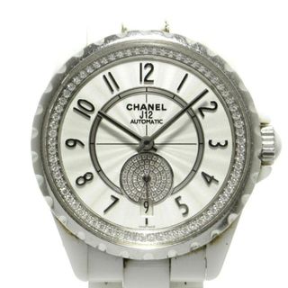 シャネル(CHANEL)のCHANEL(シャネル) 腕時計 J12 H3841 ボーイズ ホワイトセラミック/ダイヤインナーベゼル/パヴェダイヤ 白(腕時計)