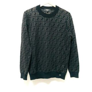 FENDI - FENDI(フェンディ) 長袖セーター サイズ44 S メンズ美品  FZY063 黒 春・秋物/ズッカ柄/メッシュ