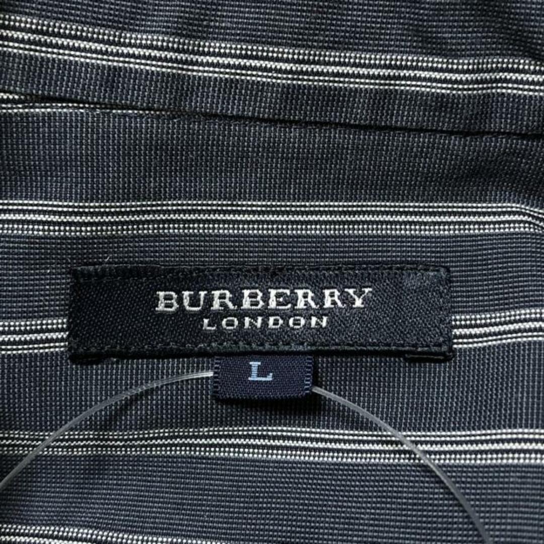 Burberry LONDON(バーバリーロンドン) 長袖シャツ サイズL メンズ - ダークグレー×白×黒 ストライプ メンズのトップス(シャツ)の商品写真