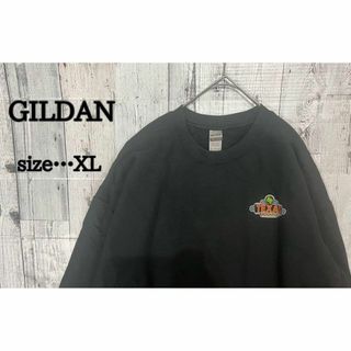 GILDAN ♪ゆるダボトレーナーブラック　XL 裏起毛　古着　スウェット(スウェット)