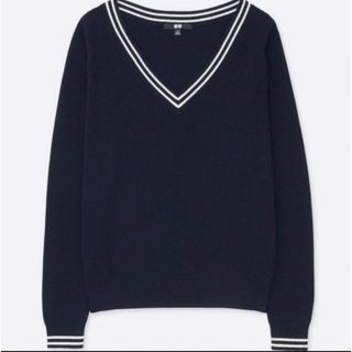 UNIQLO - タグ付き ♡ ユニクロ イネス コットンカシミヤ クリケットセーター  紺 M 