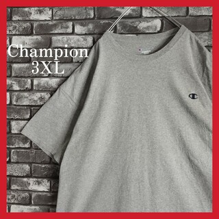 Champion - 超オーバーサイズチャンピオン刺繍ワンポイントロゴtシャツTシャツ霜降りグレー