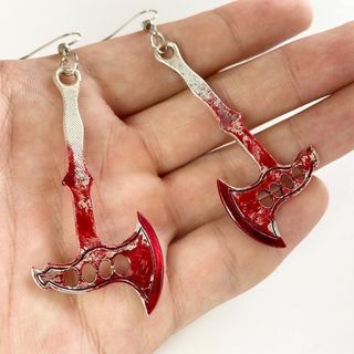 【新品】アクセサリー　ハロウィン　パーティ　ジュエリー　ホラー　斧　ピアス　(ピアス)