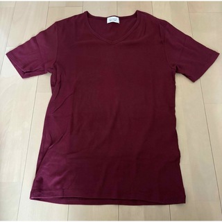 BROWNY   VネックTシャツ　半袖　 ワインレッド　赤　 Lサイズ(Tシャツ/カットソー(半袖/袖なし))