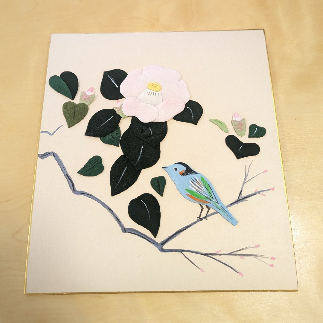 貼り絵　鳥と花 エンタメ/ホビーの美術品/アンティーク(絵画/タペストリー)の商品写真