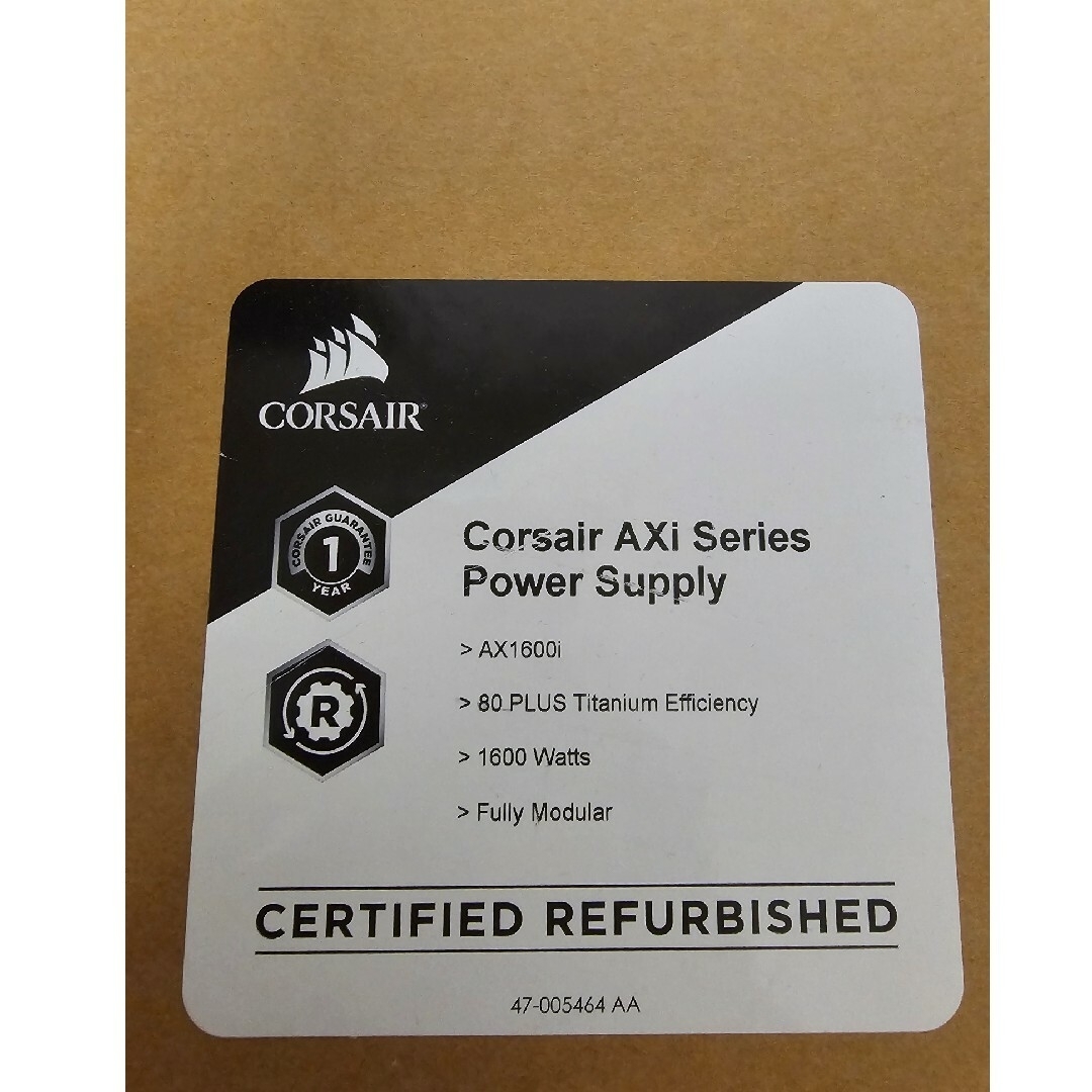 新品交換品Corsair AX1600i 1600W PC電源ユニット スマホ/家電/カメラのPC/タブレット(PCパーツ)の商品写真