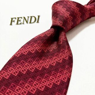 フェンディ(FENDI)の【極美品】フェンディ ネクタイ ズッカストライプ柄 FF シルク イタリア製(ネクタイ)