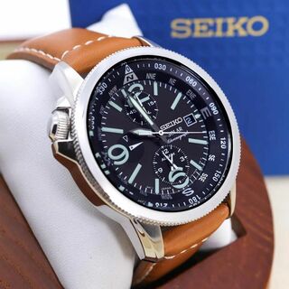 セイコー(SEIKO)の◆美品 稼働 SEIKO 腕時計 ソーラー 海外モデル SSC81 純正レザーL(腕時計(アナログ))