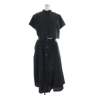 サカイ(sacai)のサカイ Cutaway Shirt Dress ドレス ワンピース 半袖 3 黒(ロングワンピース/マキシワンピース)