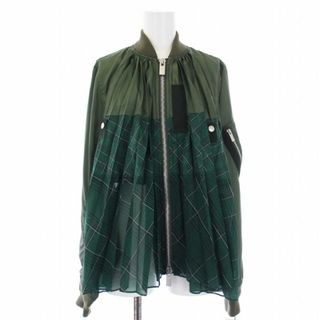 サカイ(sacai)のサカイ 22SS プリーツドッキング フライトジャケット ブルゾン 緑(ブルゾン)