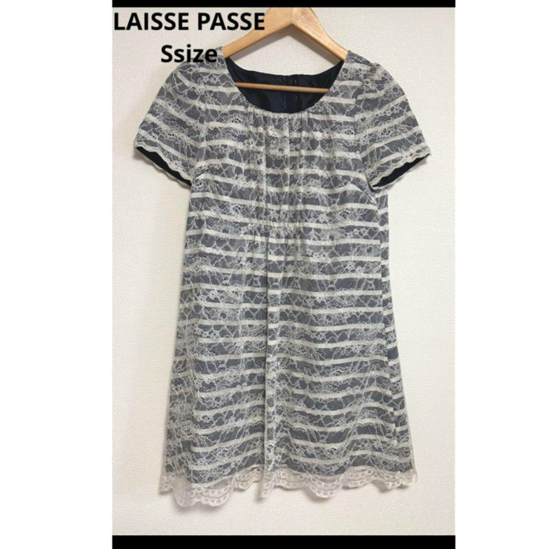 LAISSE PASSE(レッセパッセ)の【翌日発送】レッセパッセ フリルレースワンピース ボーダーワンピース 半袖 S レディースのワンピース(ロングワンピース/マキシワンピース)の商品写真