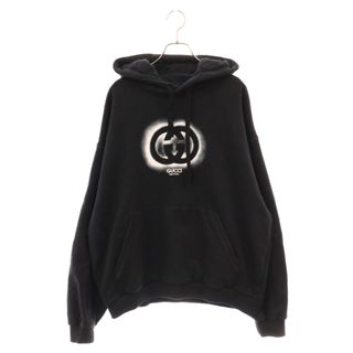 Gucci - GUCCI グッチ 24SS インターロッキングＧ プルオーバーパーカー コットンフーディー 770839 XJF65 ブラック