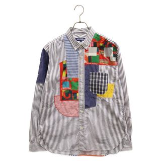 ジュンヤワタナベコムデギャルソン(JUNYA WATANABE COMME des GARCONS)のJUNYA WATANABE COMME des GARCONS ジュンヤワタナベ コムデギャルソン 21SS 多素材パッチワーク ストライプ柄 長袖シャツ ホワイト/ブルー WG-B020(シャツ)