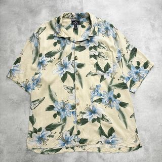 ヴィンテージ(VINTAGE)のBERMUDA BAY 半袖　オープンカラー　シルク　シャツ　古着　ヴィンテージ(Tシャツ/カットソー(半袖/袖なし))