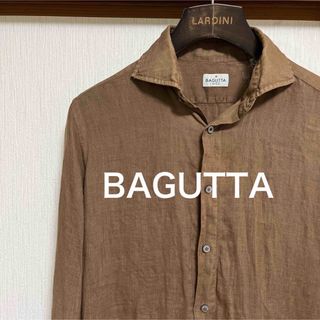 BAGUTTA - 【美品】BAGUTTA バグッタ　ブラウン　ウォッシュドソリッド　リネンシャツ