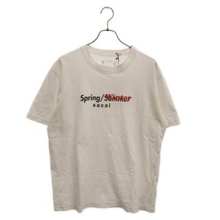 Sacai サカイ 19SS SPRING/WINTER CUT SEWN ロゴプリント 半袖Tシャツ ホワイト 19-01928M