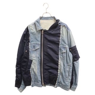 サカイ(sacai)のSacai サカイ 19SS Re-Make MA-1 Doccing Denim Jacket 再構築ドッキングデニムジャケット インディゴ/ネイビー 19-01897M(Gジャン/デニムジャケット)