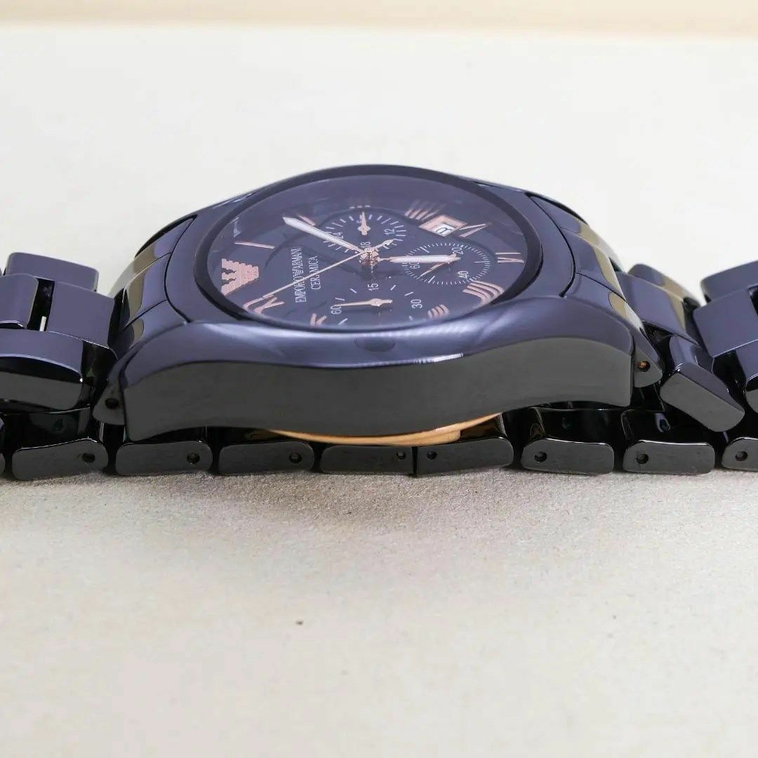 ◇美品 稼働 EMPORIO ARMANI 腕時計 セラミカ クロノグラフ h