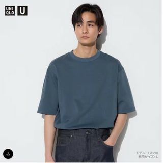 エアリズムコットンオーバーサイズTシャツ（5分袖）67 BLUE　6月(Tシャツ/カットソー(半袖/袖なし))