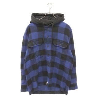 DESCENDANT ディセンダント SPICOLI HOODED LS SHIRT スピコリ バッファロー チェック フード付長袖シャツ ブルー/ブラック