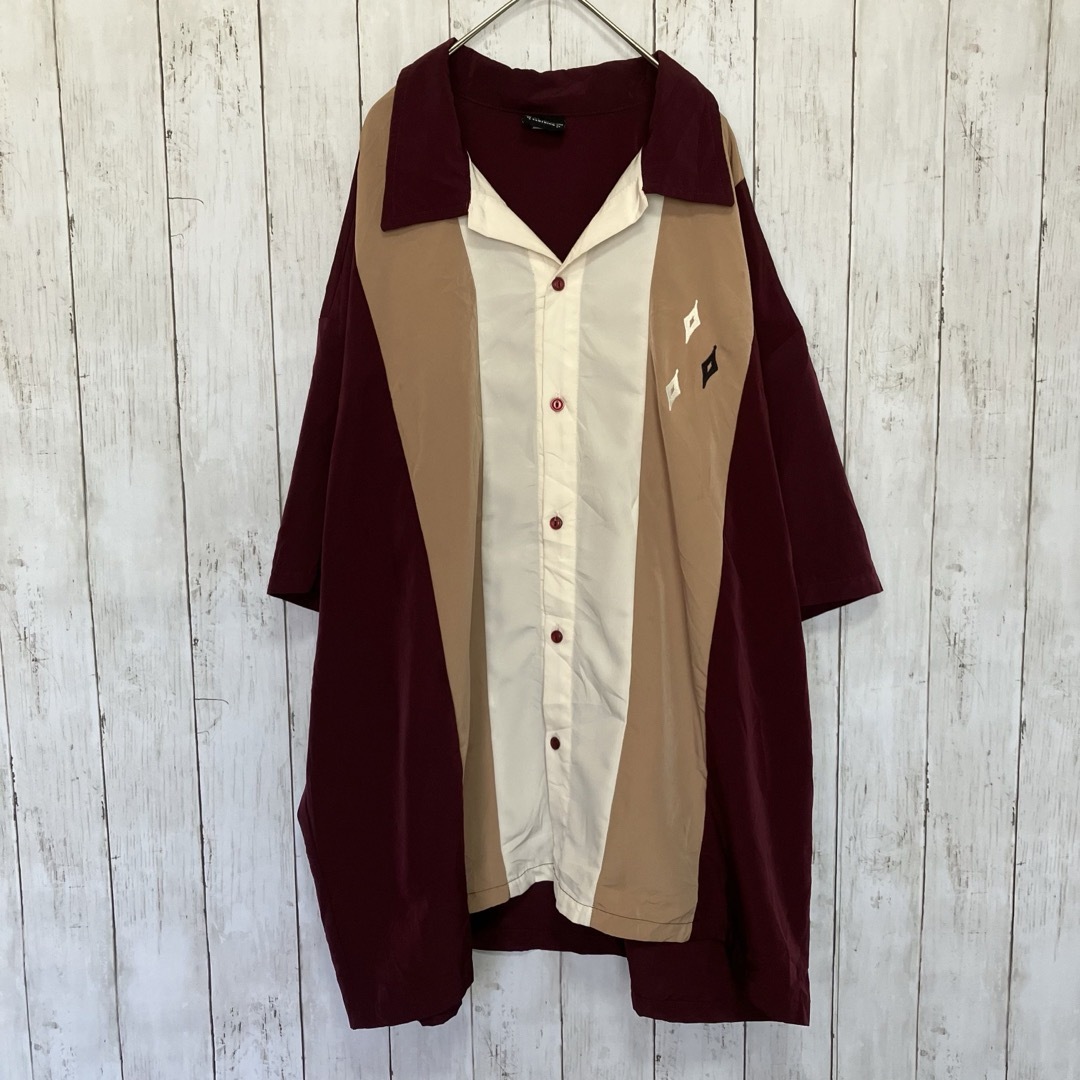 VINTAGE - べレトロ 半袖ボーリングシャツワンポイント刺繍ロゴ