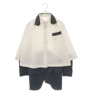 サカイ(sacai)のSacai サカイ 21SS レイヤード スーチング 長袖シャツジャケット ブラック/ホワイト 21-05525(フライトジャケット)