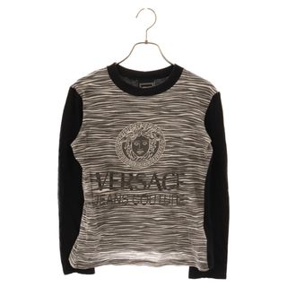 VERSACE JEANS COUTURE ヴェルサーチジーンズクチュール メデューサ プリント ゼブラ 長袖Tシャツ ロンT ホワイト/ブラック(Tシャツ/カットソー(七分/長袖))