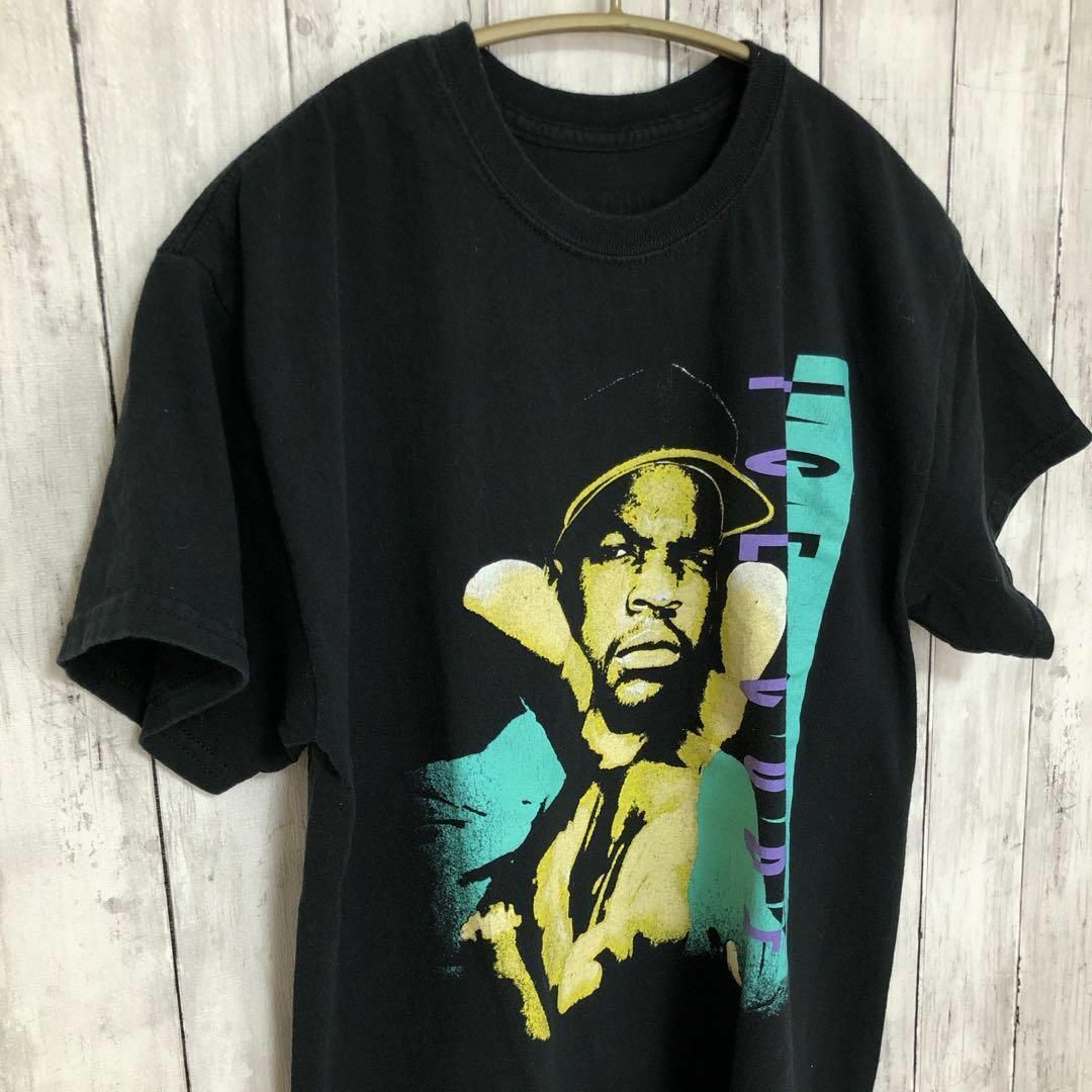 MUSIC TEE(ミュージックティー)のアイスキューブ　ICECUBE　ヒップホップ　サイズＭ　黒ブラック　メンズ　古着 メンズのトップス(Tシャツ/カットソー(半袖/袖なし))の商品写真