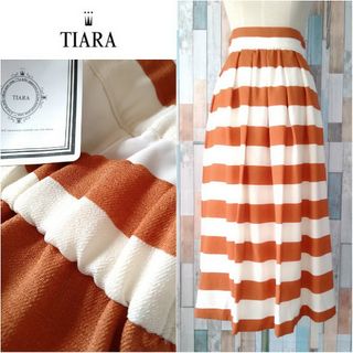 tiara - 未使用❇️定価2.4万【TIARA◆ティアラ】ボーダータックフレアスカート