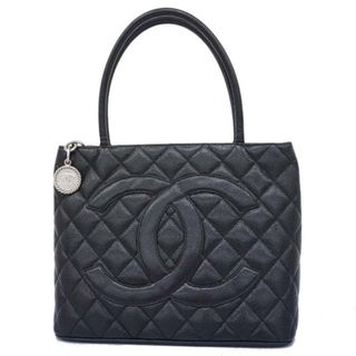 シャネル(CHANEL)の【4ia0097】シャネル トートバッグ/復刻トート/キャビアスキン/ブラック/シルバー金具 【中古】レディース(トートバッグ)