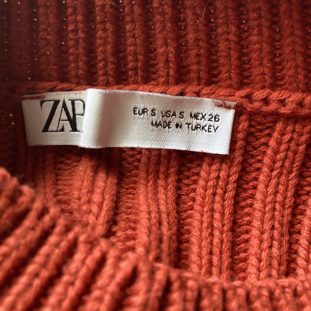 ZARA(ザラ)のZARA テラコッタ　長袖　コットン　ニット　サイズ　S   レディースのトップス(ニット/セーター)の商品写真
