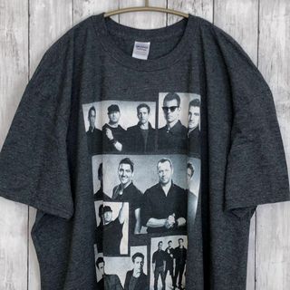 ミュージックティー(MUSIC TEE)のバンドＴシャツ　半袖Ｔシャツ　灰色グレー　オーバーサイズ2ＸＬ　メンズ古着　灰色(Tシャツ/カットソー(半袖/袖なし))