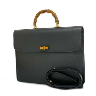 Gucci - 【4ia0132】グッチ ビジネスバッグ/バンブー/015 1046 3304/レザー/ブラック/ゴールド金具 【中古】 メンズ/レディース/ユニセックス