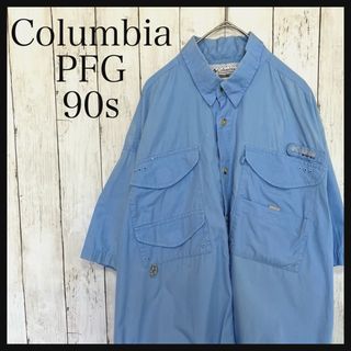 コロンビア(Columbia)のコロンビアPFG半袖フィッシングシャツ刺繍ロゴデザイン90s Z1199(シャツ)