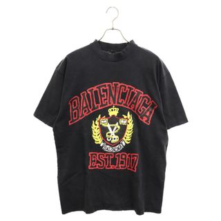 バレンシアガ(Balenciaga)のBALENCIAGA バレンシアガ 22SS MEDIUM FIT COLLEGE T-SHIRT ミディアムフィット ダメージ加工 プリント半袖Tシャツ カットソー ブラック 739784 T0VK1 1055(Tシャツ/カットソー(半袖/袖なし))