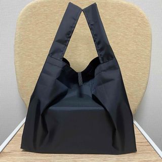 エコバッグ　ハンドメイド　コンビニ　お弁当　折り畳み　ナイロン撥水　ブラック　黒(バッグ)