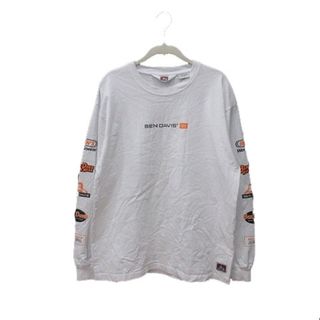 ベンデイビス(BEN DAVIS)のベンデイビス Tシャツ カットソー クルーネック プリント 長袖 L 白(Tシャツ/カットソー(七分/長袖))