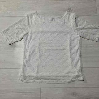 美品♡一点限り　白Tシャツ　レディース　M 古着　カットソー　半袖　春白ブラウス(カットソー(半袖/袖なし))