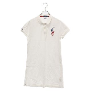 ポロラルフローレン(POLO RALPH LAUREN)のPOLO RALPH LAUREN ポロラルフローレン ロゴ刺繍 メッシュミニ 半袖 ポロシャツ ワンピース ホワイト レディース(ポロシャツ)