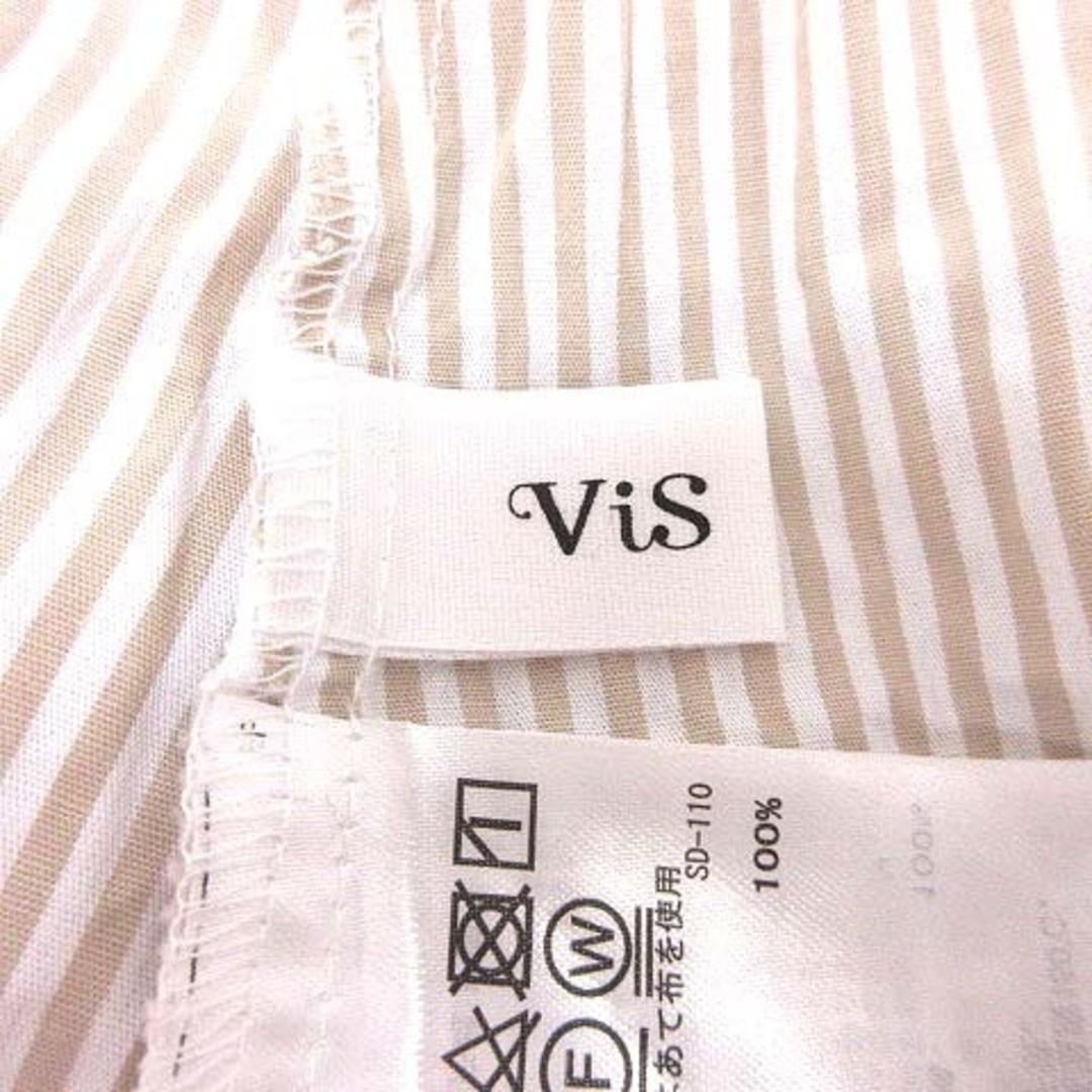 ViS(ヴィス)のViS シャツワンピース チュニック ストライプ 七分袖 F 茶 ブラウン 白 レディースのトップス(チュニック)の商品写真