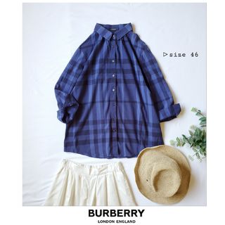 バーバリー(BURBERRY)のバーバリーロンドン メガチェック ギャザーシャツ サイズ46(シャツ/ブラウス(長袖/七分))