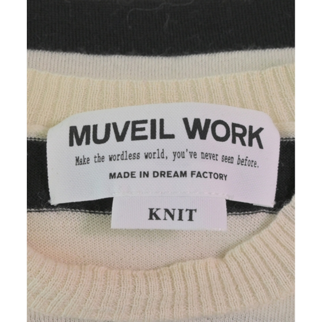 MUVEIL WORK(ミュベールワーク)のMUVEIL WORK ニット・セーター 38(M位) 白x黒(ボーダー) 【古着】【中古】 レディースのトップス(ニット/セーター)の商品写真