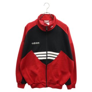 アディダス(adidas)のadidas アディダス 80～90S VINTAGE ヴィンテージ ロゴエンブロイダリー ポリエステル ジップアップ トラックジャケット ジャージ レッド/ブラック(フライトジャケット)