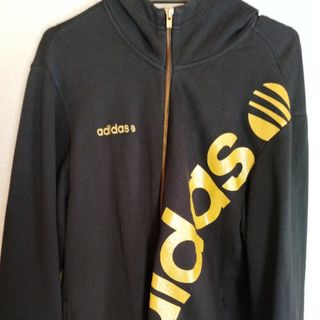 adidas　メンズ　パーカー　黒(パーカー)