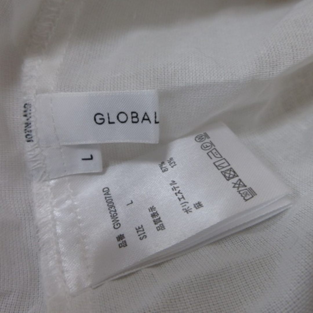 GLOBAL WORK(グローバルワーク)のグローバルワーク シャツ ブラウス チュニック 長袖 麻混 リネン混 L 白 レディースのトップス(シャツ/ブラウス(長袖/七分))の商品写真